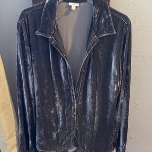 J. Jill Crushed Velvet button up shirt in Deep Purple